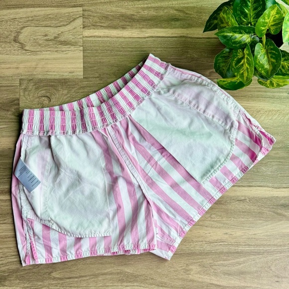 UO Urban Outfitters Eve Drawstring Striped Pull-On Shorts Pink White Size M - Picture 9 of 14